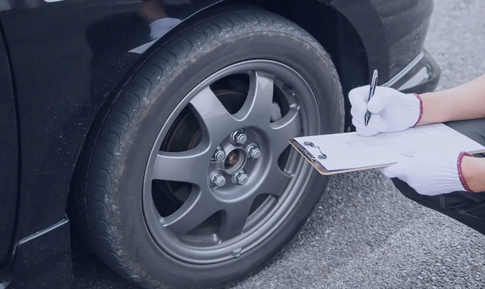 車をチェックする様子