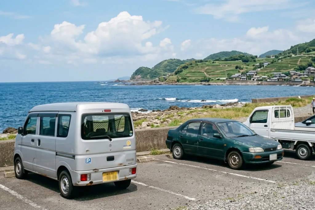 海沿いの駐車場